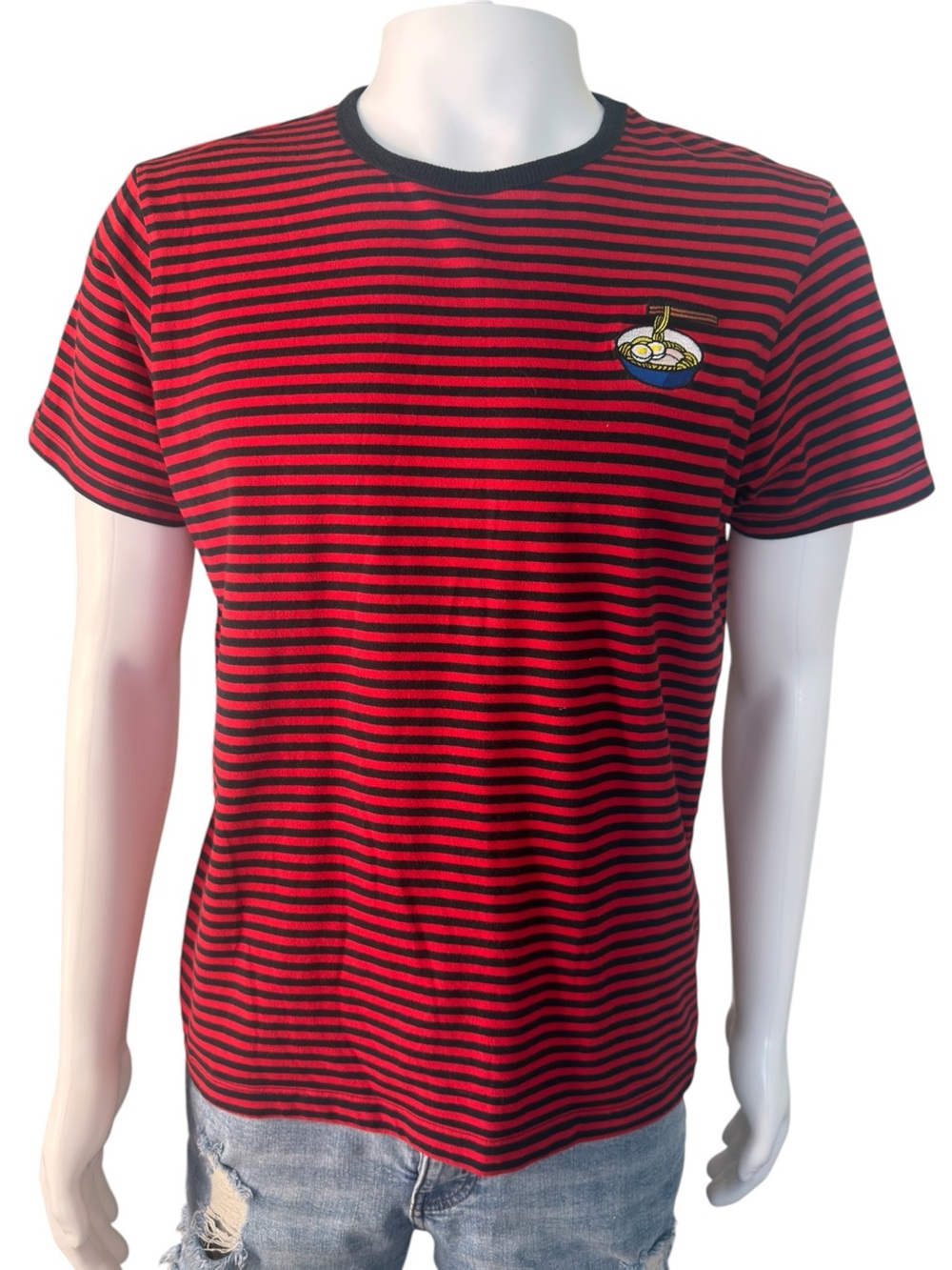 Forever 21 Striped Red & Black Crewneck Men's T-Shirt